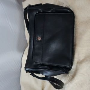 Liz Claiborne Women's Preowned Faux Leather Black Purse with Four Compartments
